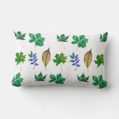 緑と青の水色の葉 ランバークッション (裏面)