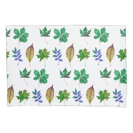 緑と青の水色の葉 枕カバー