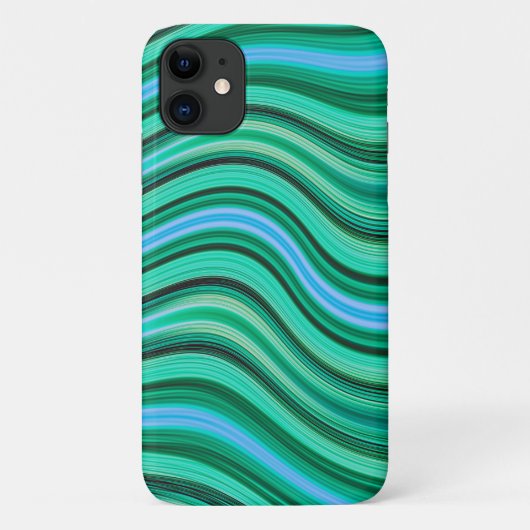 緑と青の波状のストライプパターン Case-Mate iPhoneケース (裏面)