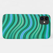 緑と青の波状のストライプパターン Case-Mate iPhoneケース (裏面(横))