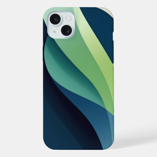緑と青の波状の形 iPhoneケース (裏面)
