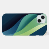緑と青の波状の形 iPhoneケース (裏面横)