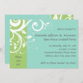 緑と青の渦巻き　コーポレートパーティー招待状 招待状 (正面/裏面)