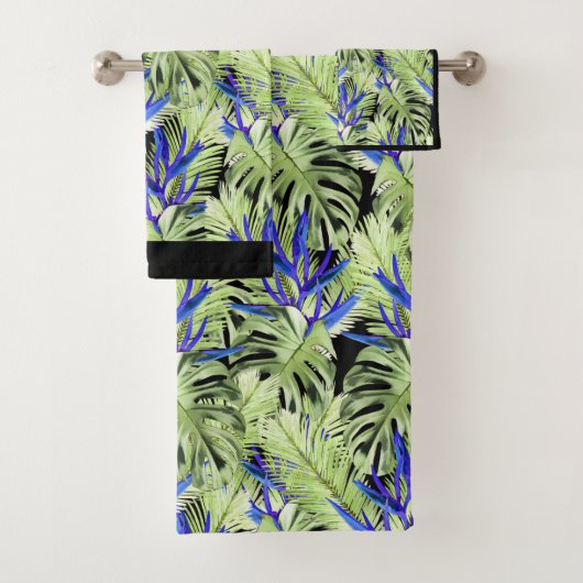 緑と青の熱帯植物 バスタオルセット (インサイチュ)