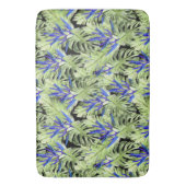緑と青の熱帯植物 バスマット (正面縦)