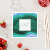 緑と青の瑪瑙のスライスとフレ結婚ーム スタンダードカクテルナプキン (インサイチュ)