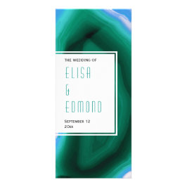 緑と青の瑪瑙スライスモダン結婚式プログラム ラックカード