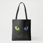 緑と青の目をした黒猫 トートバッグ (正面)