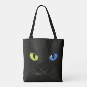 緑と青の目をした黒猫 トートバッグ (裏面)