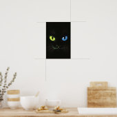緑と青の目をした黒猫 ポスター (キッチン)