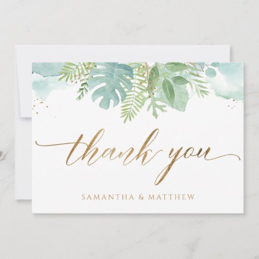 緑と青の緑の水色エレガント。 サンキューカード (正面)