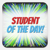 緑と青の線のバーストパターンのシェード スクエアシール (正面)