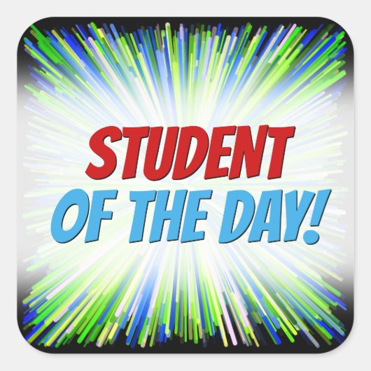 緑と青の線のバーストパターンのシェード スクエアシール (正面)