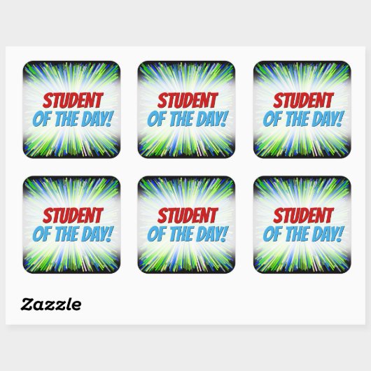 緑と青の線のバーストパターンのシェード スクエアシール (シート)