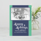 緑と青の線点々のあるのカスタムホリデーカード シーズンカード (スタンド正面)