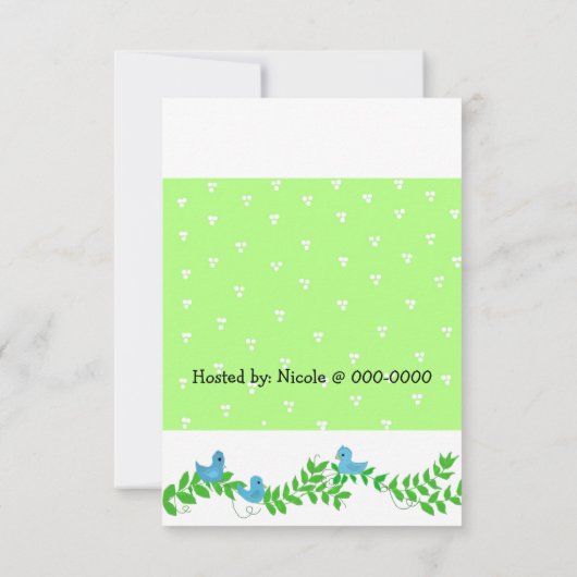 緑と青の自然ベビーシャワー招待状 招待状 (裏面)