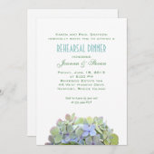 緑と青の花リハーサルディナー招待状 招待状 (正面/裏面)
