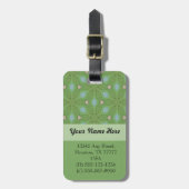 緑と青の葉柄ラゲッジタグ ラゲッジタグ (正面縦)