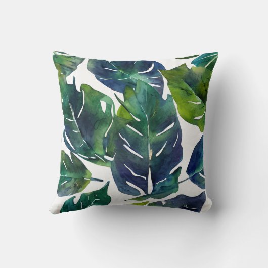 緑と青の葉植物学 クッション (裏面)
