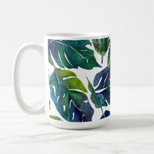 緑と青の葉植物学 コーヒーマグカップ