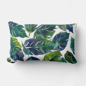 緑と青の葉植物学 ランバークッション (正面)