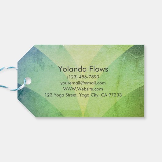 緑と青の蓮の花ビジネスカード ギフトタグ (裏面横)