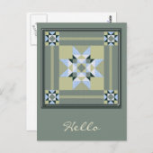 緑と青の複合星パッチ ポストカード (正面/裏面)