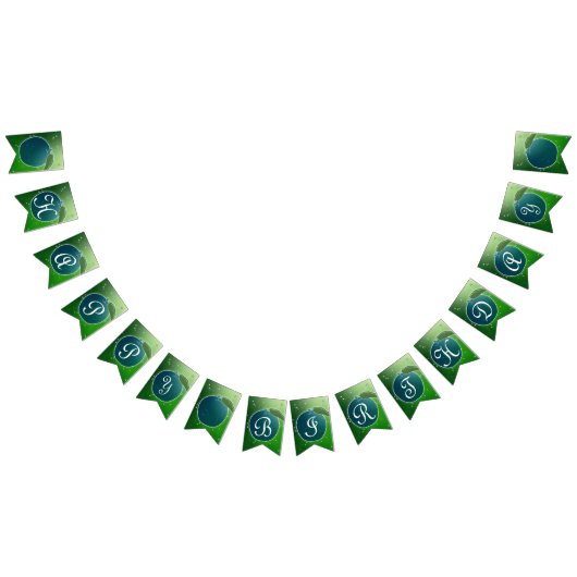 緑と青の誕生日パーティー バンティングフラッグ (全)