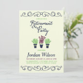 緑と青の鉢植えの植物の引退パーティー 招待状 (スタンド正面)