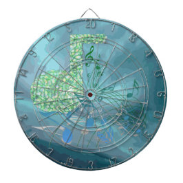 緑と青の音楽ノート抽象芸術2 Dartボード ダーツボード