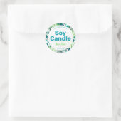 緑と青のSoy Candleラベル ラウンドシール (バッグ)