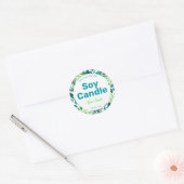 緑と青のSoy Candleラベル ラウンドシール (封筒)