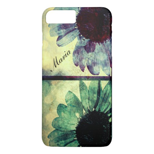 緑と青ひまわりアートiPhone 7+ケース Case-Mate iPhoneケース (裏面)