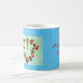 緑と青カラフルの母の日ハート コーヒーマグカップ (中央)