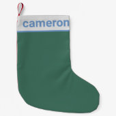 緑と青シンプルのモダンパーソナライズされた スモールクリスマスストッキング (正面)
