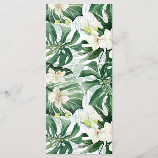 緑と青銅の熱帯紅葉ウェディングシャワー メニュー (裏面)