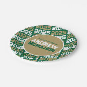 緑と青銅の金ゴールドパーソナライズされた卒業 ペーパープレート (アングル)