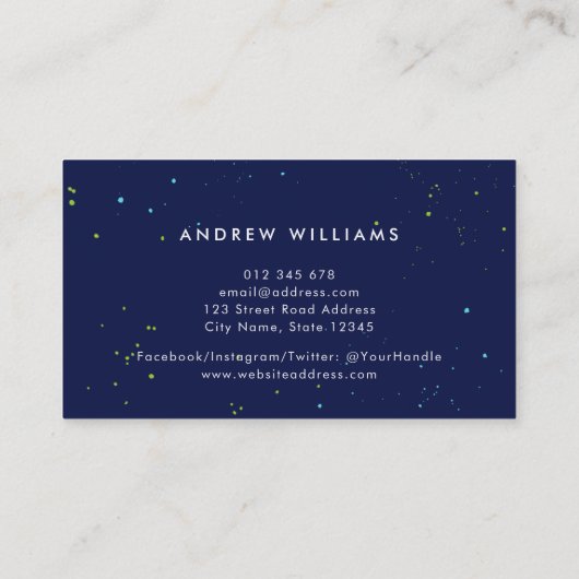 緑と青鮮やかのモダンはっきりした線 名刺 (裏面)