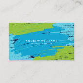 緑と青鮮やかのモダンはっきりした線 名刺 (正面)