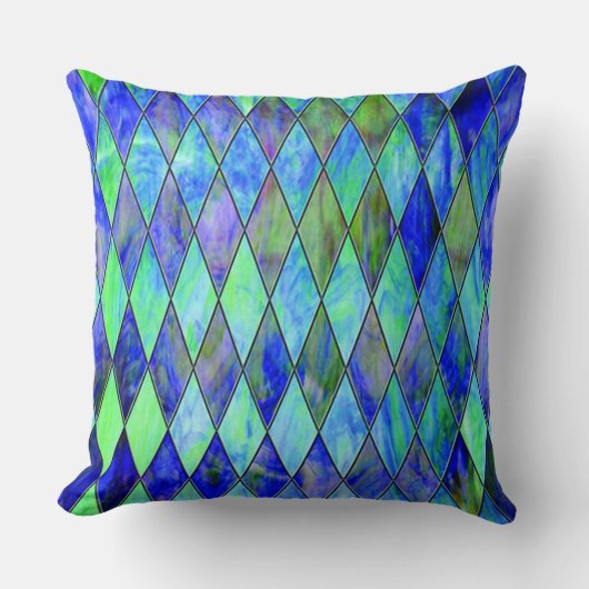 緑と青 クッション (正面)