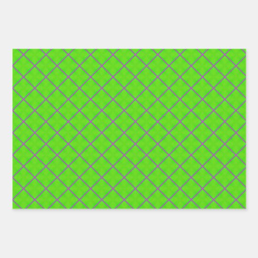 緑と鮮やかピンクの変化した幾何学的パターン ラッピングペーパーシート (正面)