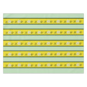 緑と黄のエデルワイストライプのス テーブルクロス (正面(横))