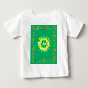 緑と黄感動的色の平和 ベビーTシャツ