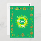緑と黄感動的色の平和 ポストカード (正面/裏面)