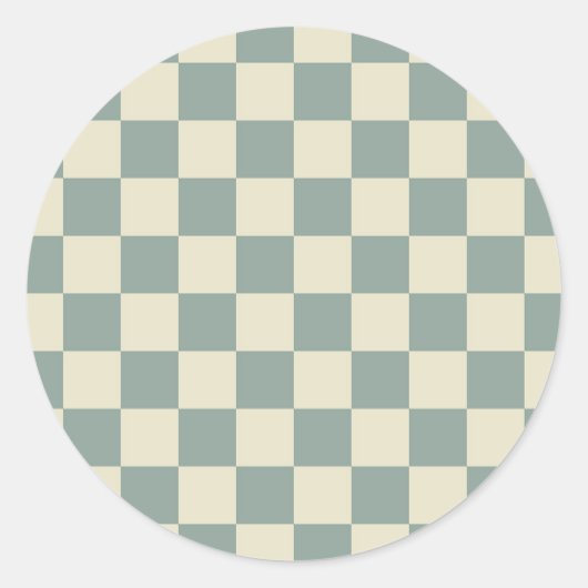 緑と黄淡い色の色の市松模様 ラウンドシール (正面)