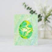 緑と黄絵を描卵 ポストカード (スタンド正面)