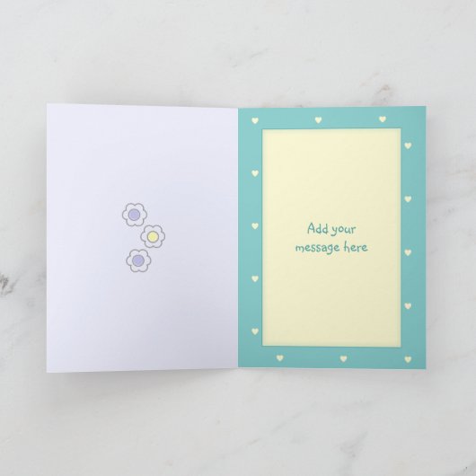 緑と黄色と写真の誕生日 カード (内部)