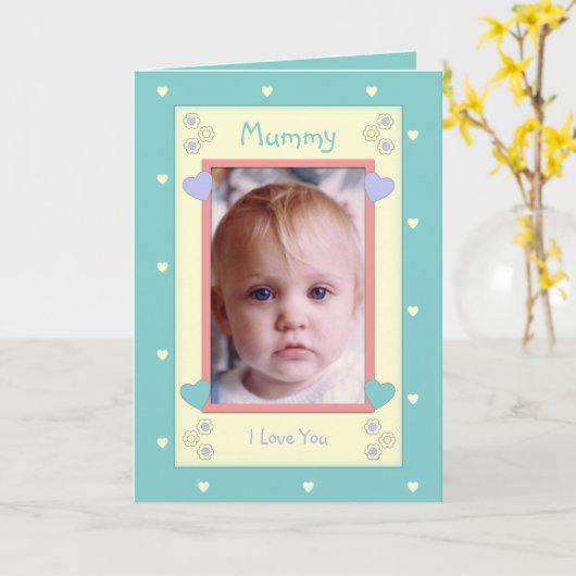 緑と黄色と写真の誕生日 カード (黄色い花)