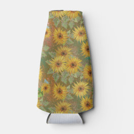 緑と黄色と金ゴールド秋ひまわり ボトルクーラー