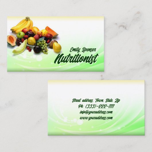 緑と黄色のグラデーション健康ライフ/ダイエットカード 名刺 (正面/裏面)